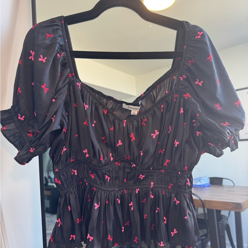 Francesca’s Black and Pink Women's Top